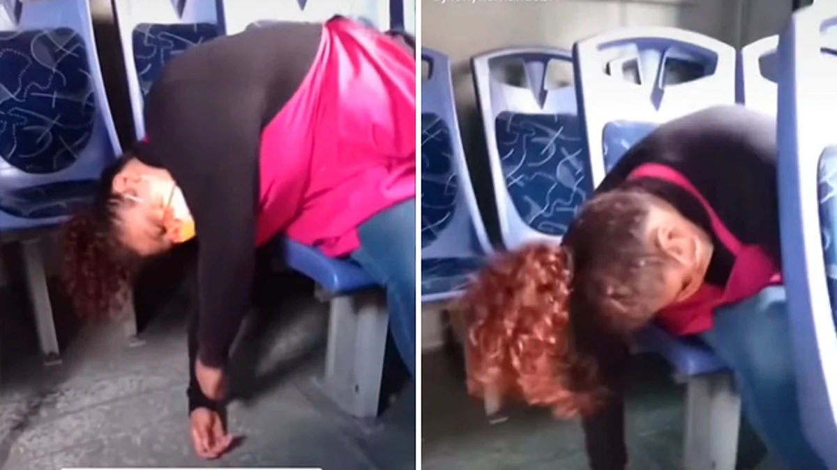 Sorprende mujer que se queda dormida en un camión y no se cae del asiento