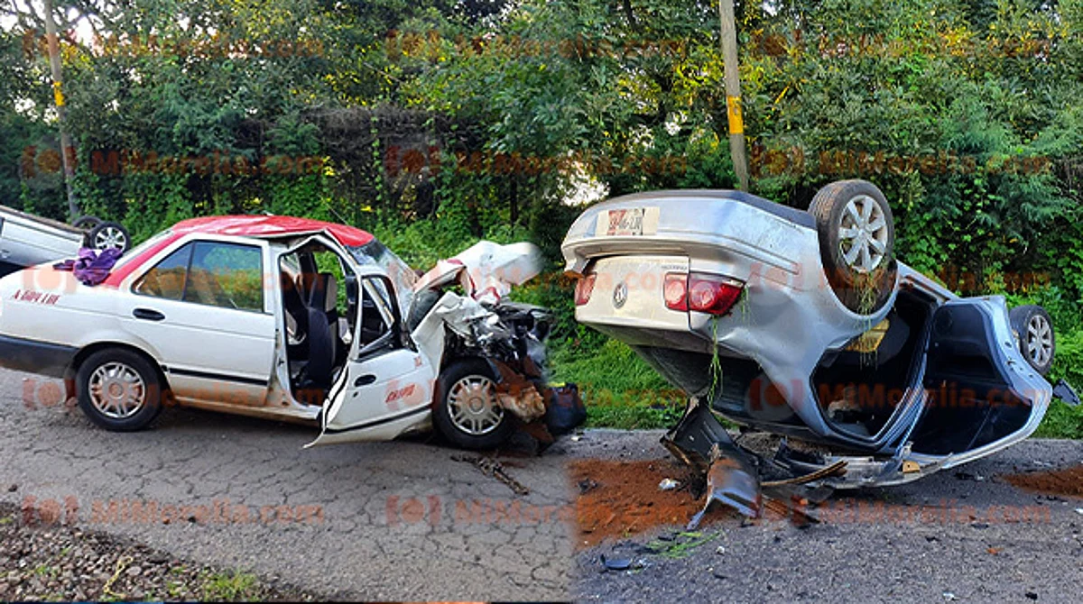 Choque entre taxi y auto en Tacámbaro deja 8 heridos