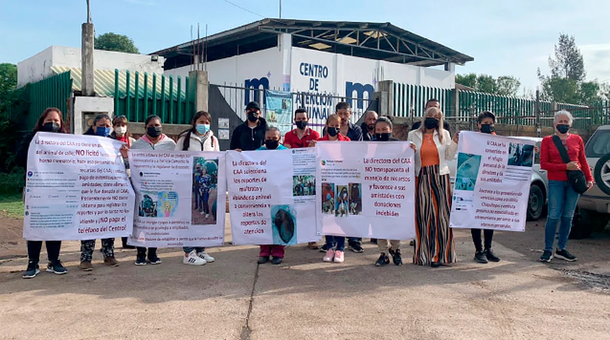 Integrantes de AMICHAA mostraron algunos desacuerdos con pancartas en mano