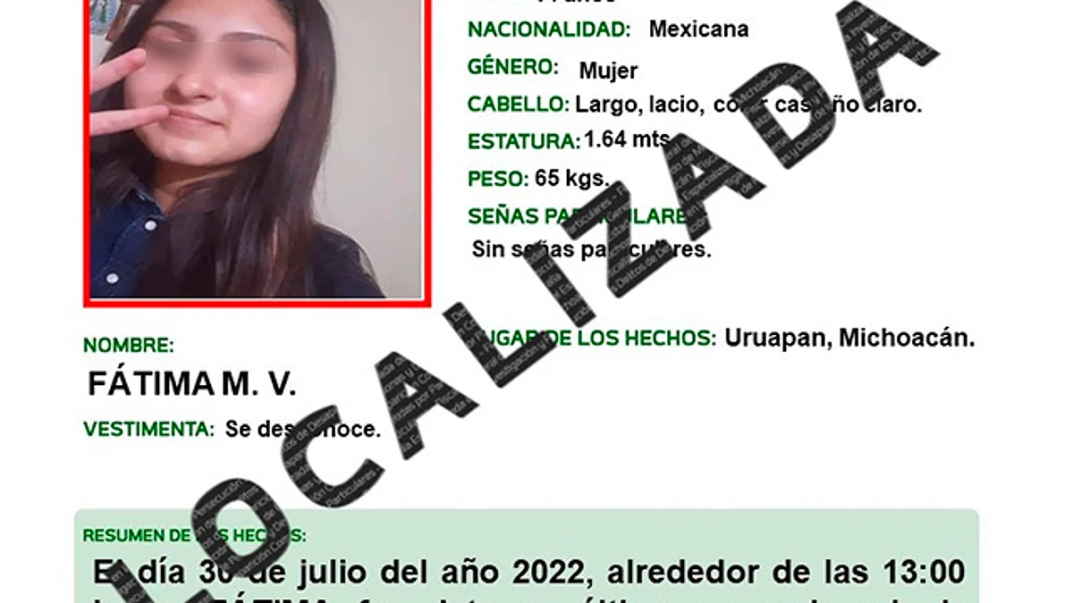 Localizan en Morelia a menor de 15 años desaparecida en Uruapan