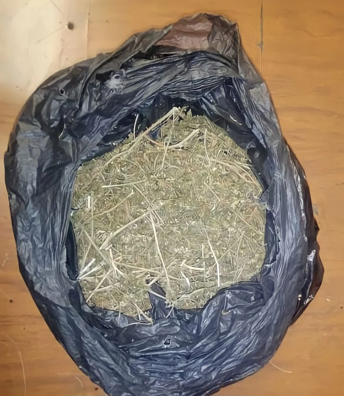 Entre sus pertenencias tenía una bolsa plástica con hierba verde y seca