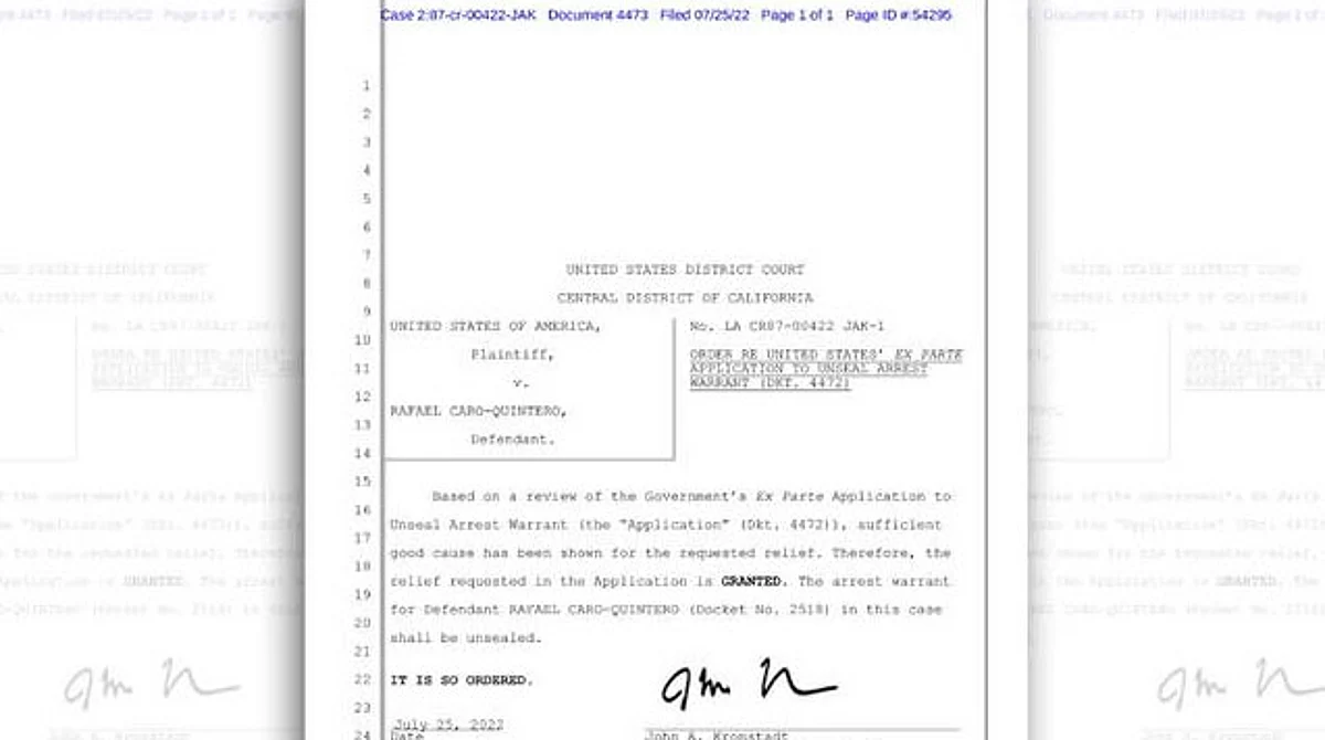 El documento esta fechado en 1987 por la Corte del Distrito de California