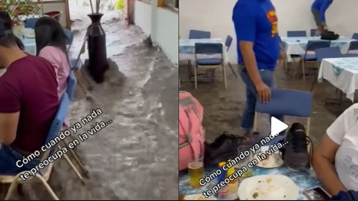 Pese a inundación invitados siguen con la fiesta y se hacen virales