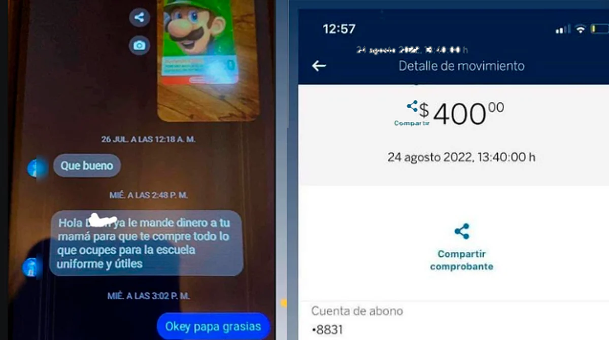 En un chat el padre le dice al niño que ya puso el dinero