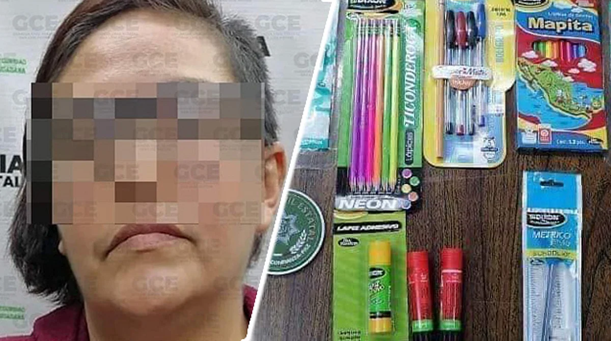 Mujer es sorprendida robando útiles escolares y su detención divide opiniones