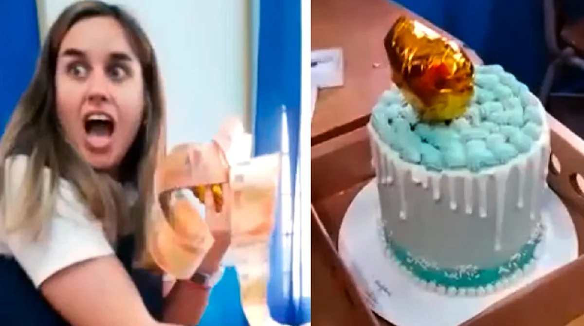 Estudiantes regalan pastel lleno de billetes a profesora y su reacción se viraliza