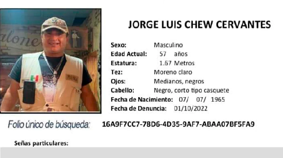 Periodista Jorge Luis Chew Cervantes aparece con vida