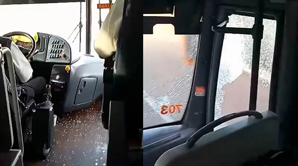 Presuntos normalistas apedrean autobuses en bloqueo en la Morelia-Pátzcuaro