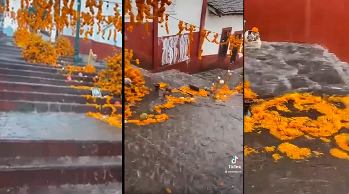 Lluvia "se lleva" altar más grande Michoacán que se ubica en Tacámbaro