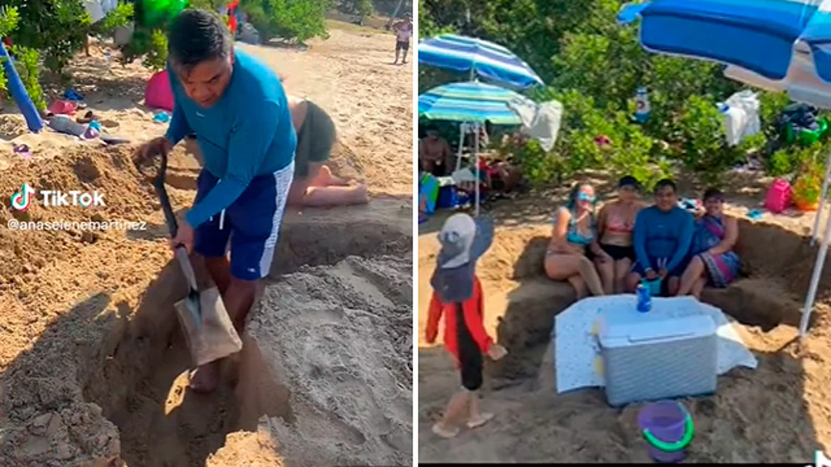 Familia hace su propia mesa con arena en la playa y se viraliza