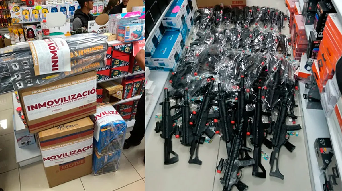 Aseguran más de 700 ametralladoras de juguete en plaza comercial