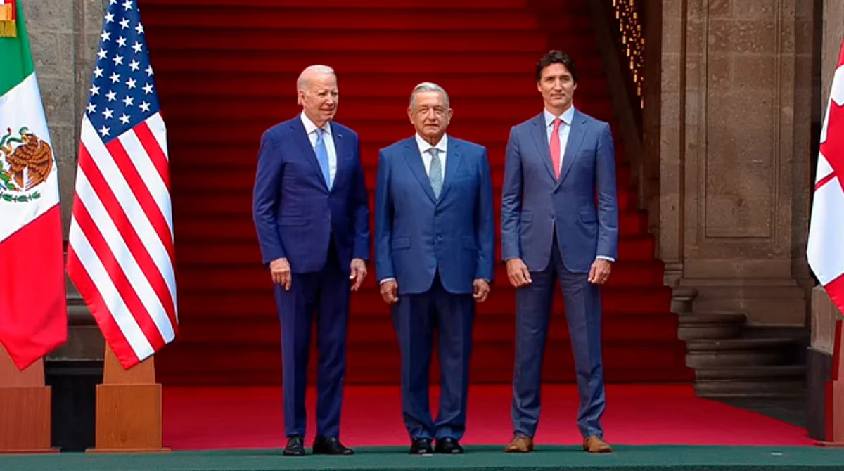 Recibe AMLO a Biden y a Trudeau en Palacio Nacional para reunión trilateral de Cumbre