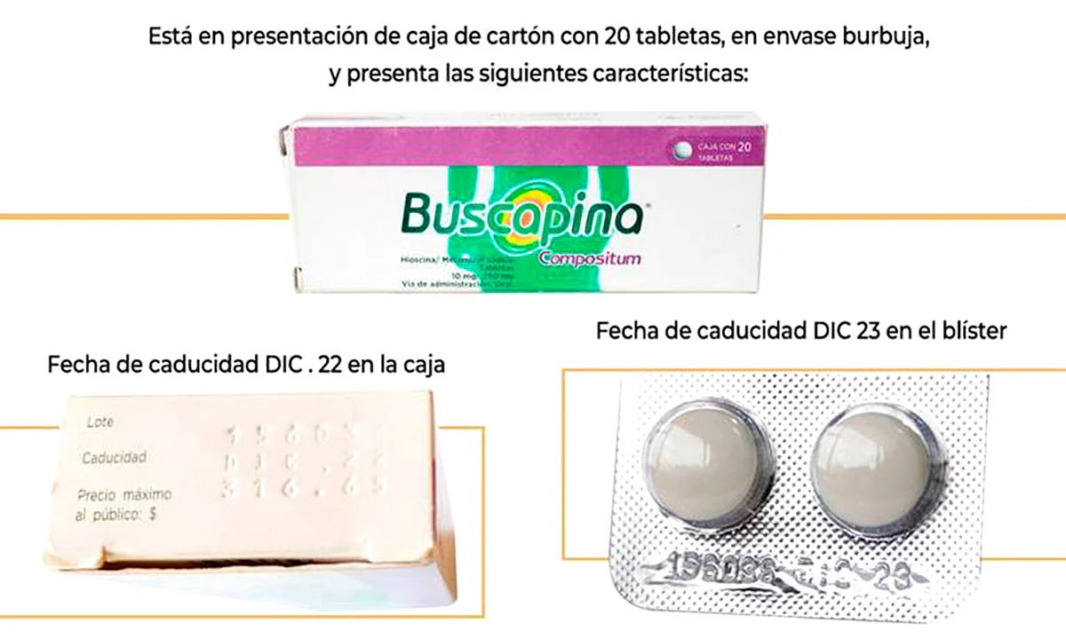 Se trata de ocho cajas de Buscapina®️ de 36 tabletas