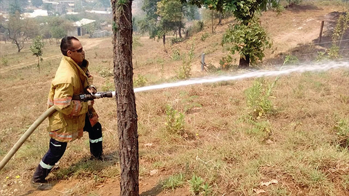 Controlan incendio en el Cerro del Punhuato en Morelia