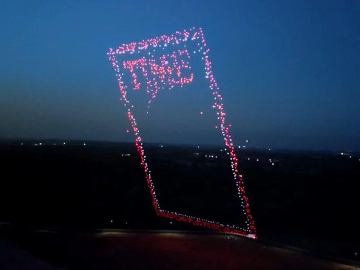 Con 958 drones, “Time” trazó en el cielo la portada de su próxima edición
