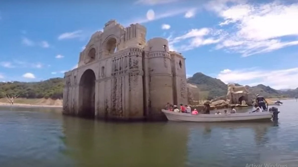 Sequía deja al descubierto un convento colonial en Chiapas