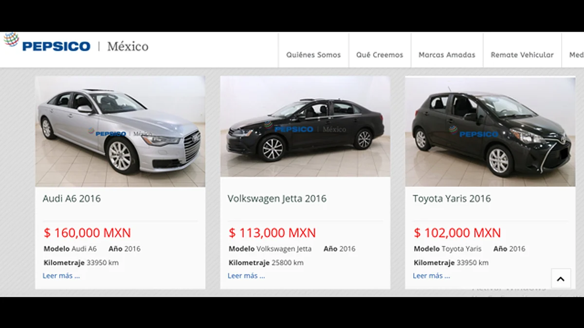La página remata autos de marcas como Audi, Volkswagen, Toyota, etc. (Foto: captura de pantalla)