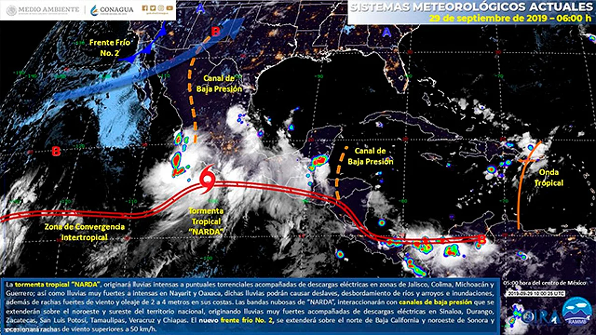 PC en alerta ante el paso de la tormenta tropical “Narda” en Michoacán