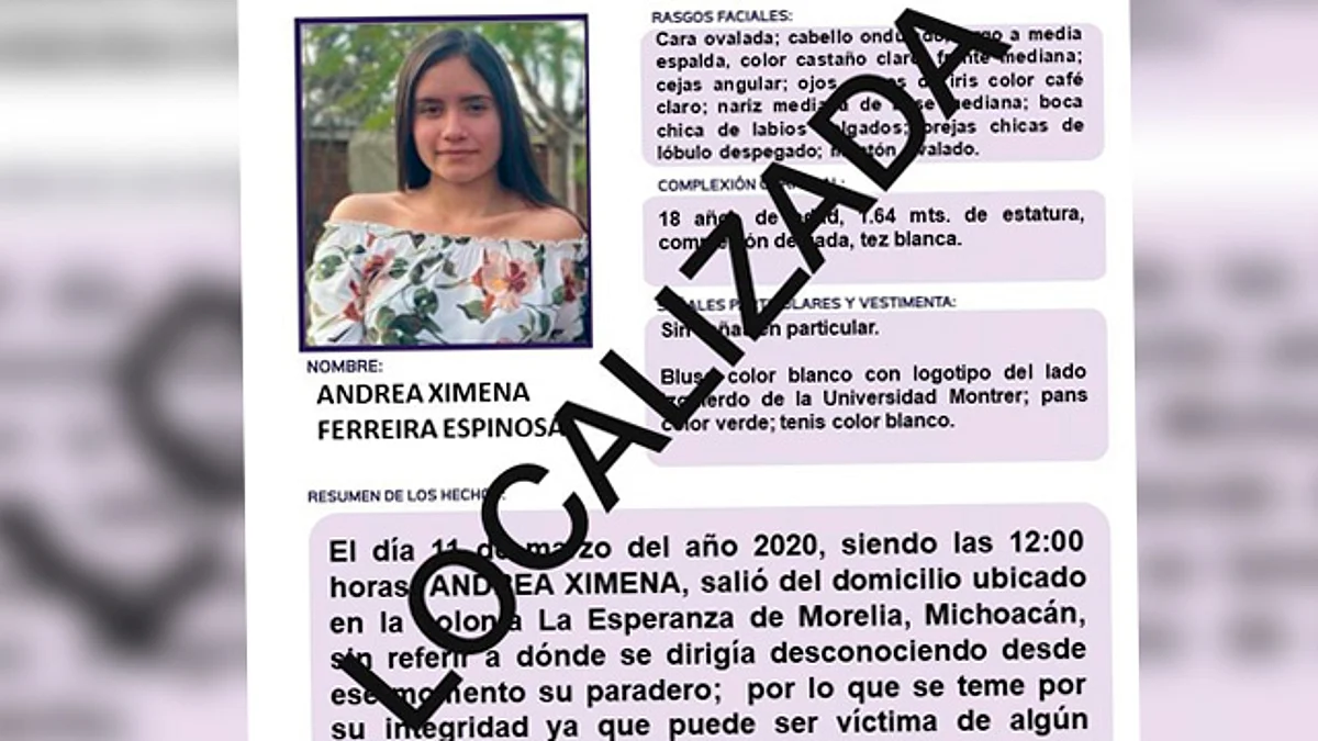 Localizan sana y salva a Andrea Ximena, en Morelia