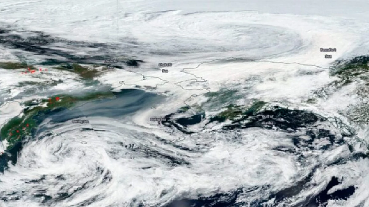El instrumento VIIRS, detectó un sistema de baja presión que arremolinó el humo en la atmósfera sobre Alaska (Foto: NASA)