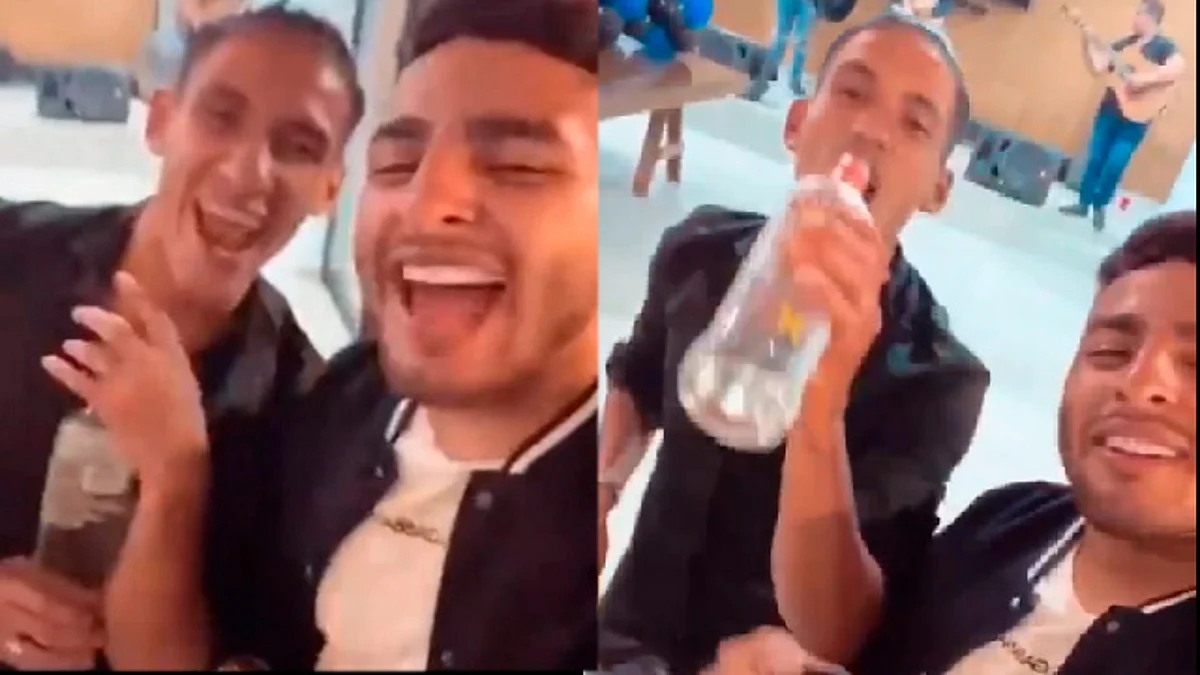 En el video se les ve a los jugadores ingiriendo bebidas alcohólicas (Foto Twitter: @franco_record)