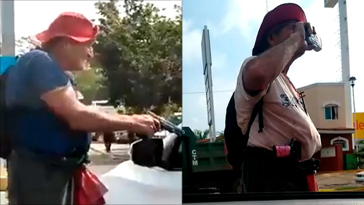 Él es Rambo, el hombre que pide limosna con pistola en Apatzingán
