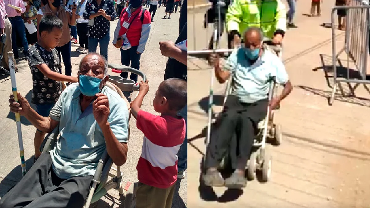 La difícil situación que viven los niños y el abuelito causó gran impresión en redes sociales por lo que buscan la manera de ayudarlos (Foto: @Pau_Rios_)