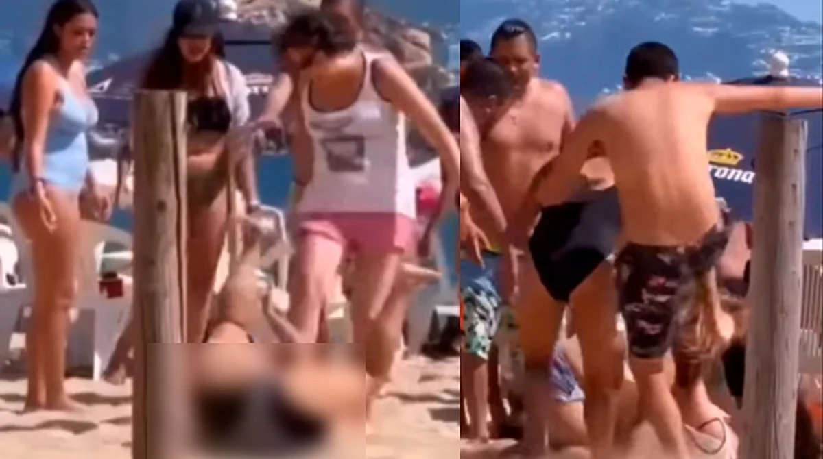 Chancla desata pelea en playa de Acapulco y el video se viraliza