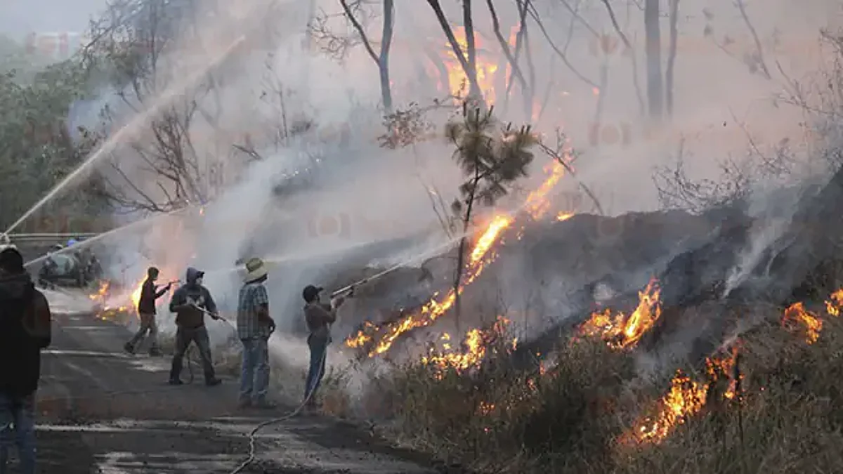Continúa combate a incendio forestal en Los Reyes