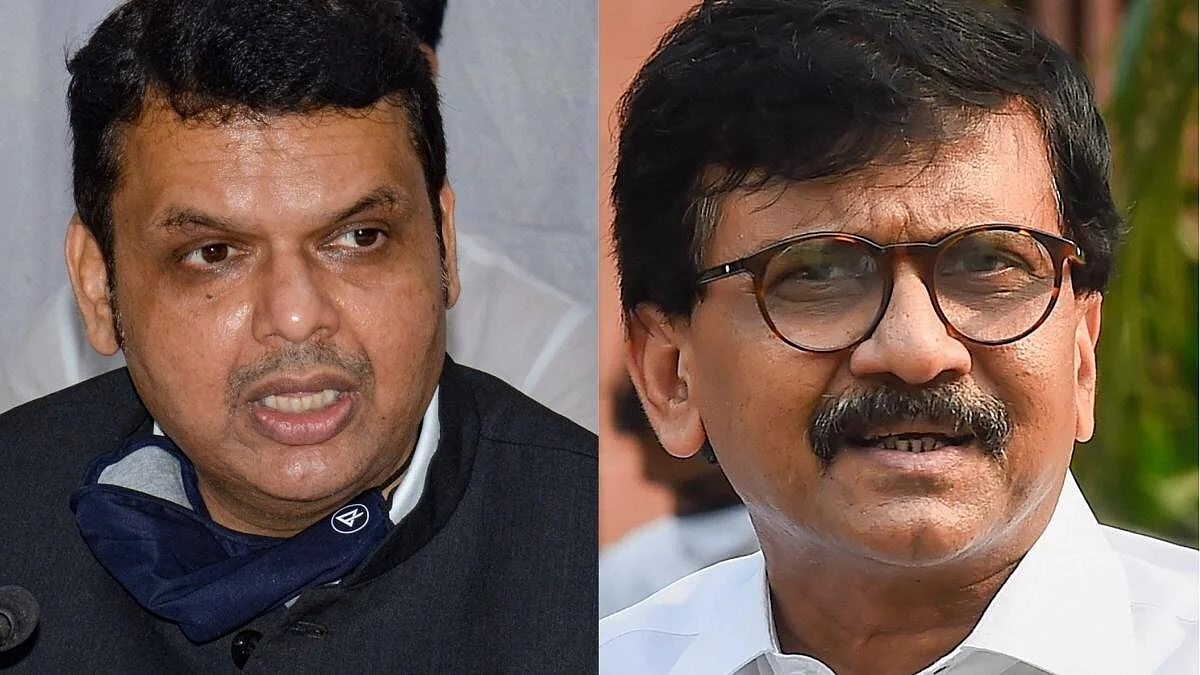 विरोधी पक्षनेते देवेंद्र फडणवीस आणि खासदार संजय राऊत.