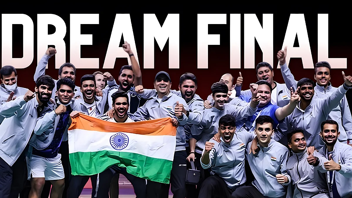 Thomas Cup Badminton : थॉमस कप स्पर्धेत भारताने घडवला इतिहास; सुवर्ण यशापासून एक पाऊल दूर