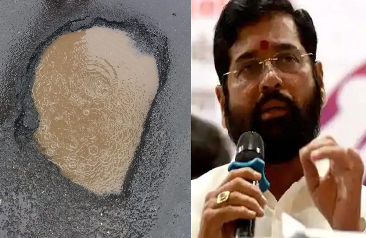 The first accident due to potholes CM Eknath Shinde's Thane ghodbandar road