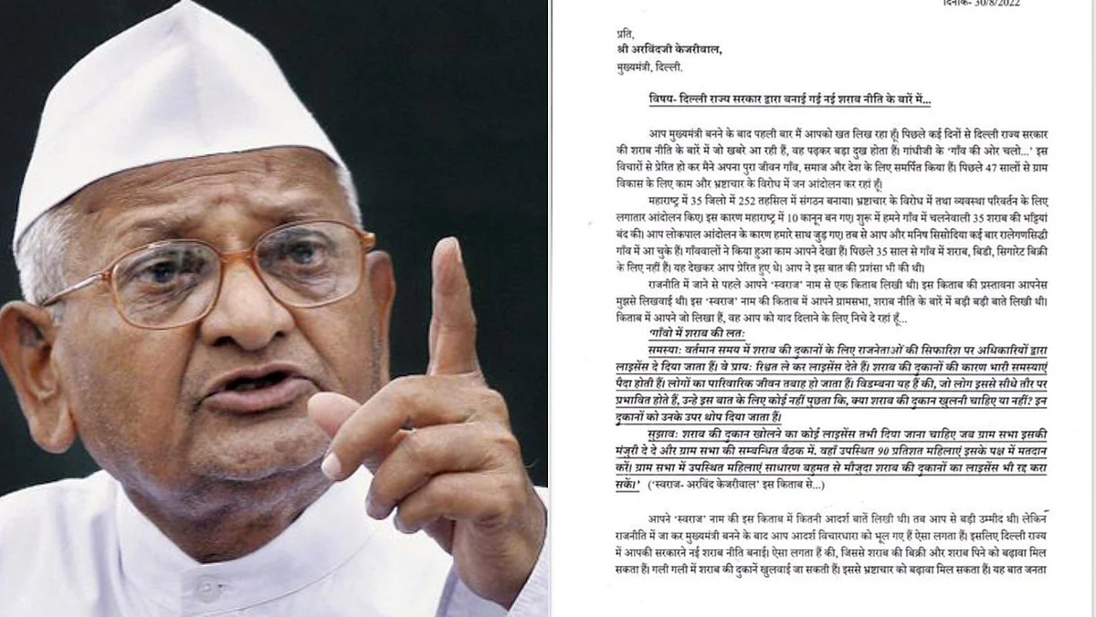 अण्णा हजारेंनी पिळले केजरीवालांचे कान; दिल्लीच्या मुख्यमंत्र्यांना लिहिलं खरमरीत पत्र