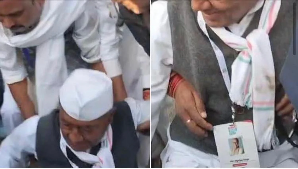 Digvijay sinha Fell Down IN Bharat Jodo Yatra