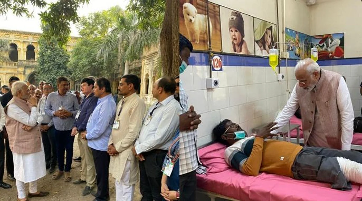 मोरबी पूल दुर्घटना स्थळी पंतप्रधान नरेंद्र मोदी! अधिकाऱ्यांना दिल्या 'या' सूचना