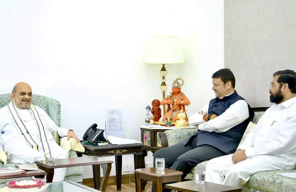 Amit shah - Devendra Fadnavis-eknath shinde