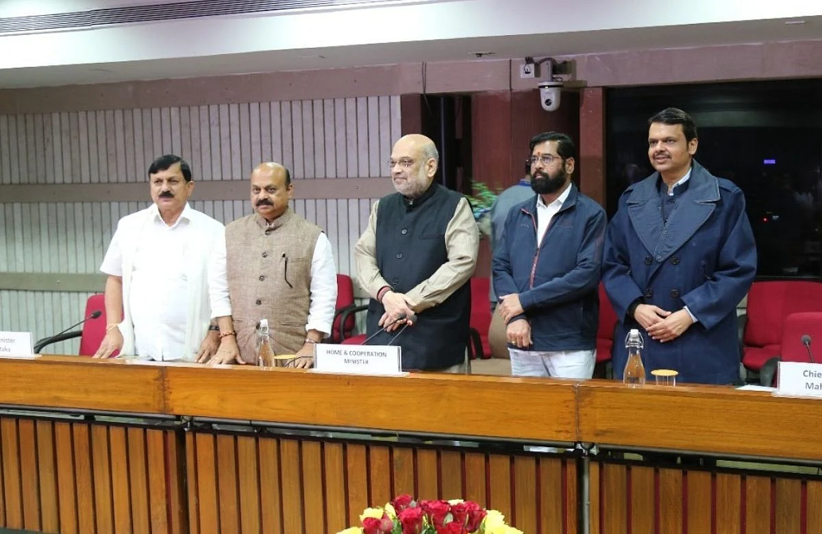 eknath shinde-Devendra Fadnavis-Amit shah meeting with karnataka cm