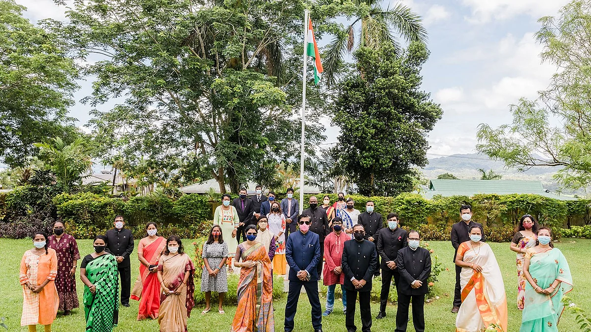 High Commissioner P. S. Karthigeyan and others at the Indian Republic Day event in Suva, Fiji.