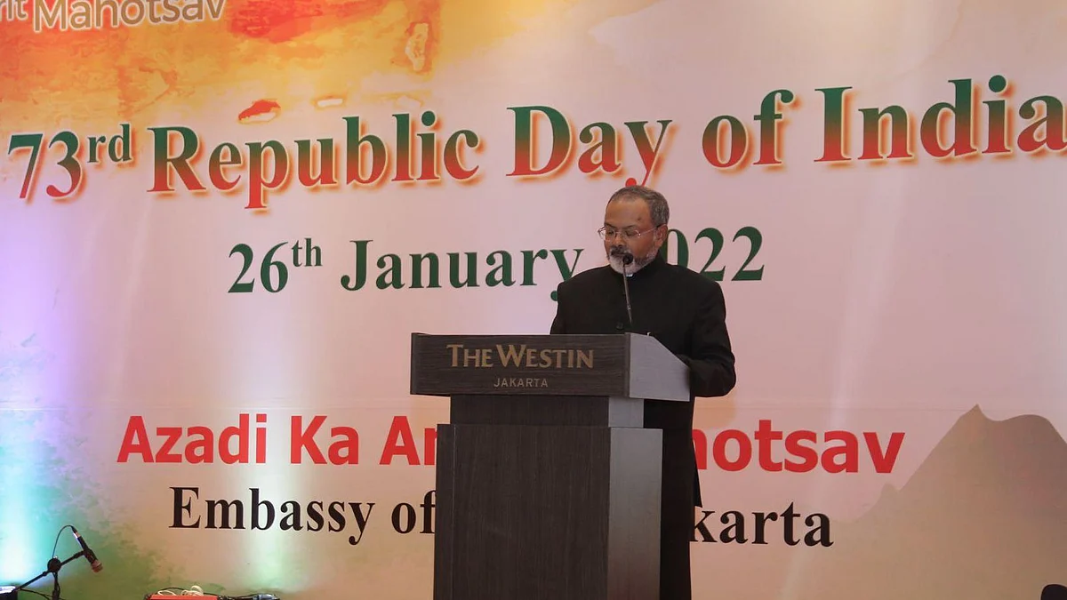 Indian cultural dance performance at the Republic Day reception in Jakarta, Indonesia.