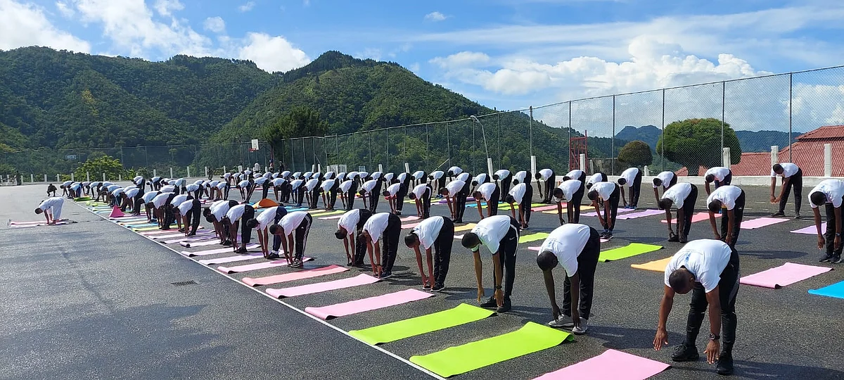 FILE PHOTO: The troops diligently perform Yoga Asanas, honoring the 8th International Day of Yoga at the Caribbean Military Academy in Jamaica.