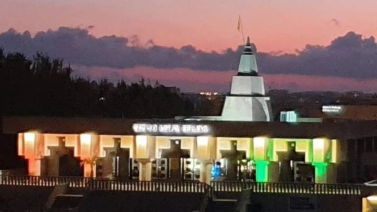 The Radha Krishna Temple lit up tri-color in celebration of the 76th Independence Day of India.