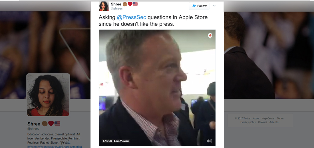 Watch: Shree asking Spicer how it feels to work for a ‘fascist’
