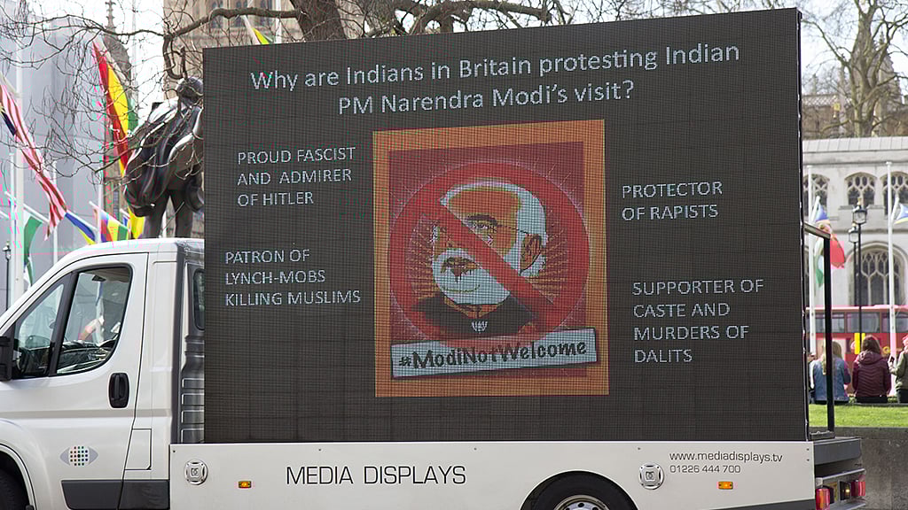 Modinotwelcome Posters Greet The Indian Pm On The First Day Of His Uk Visit Tourists will also get to ride on the modi express, a bus tour launched by the organisers of uk. indian pm on the first day of his uk visit