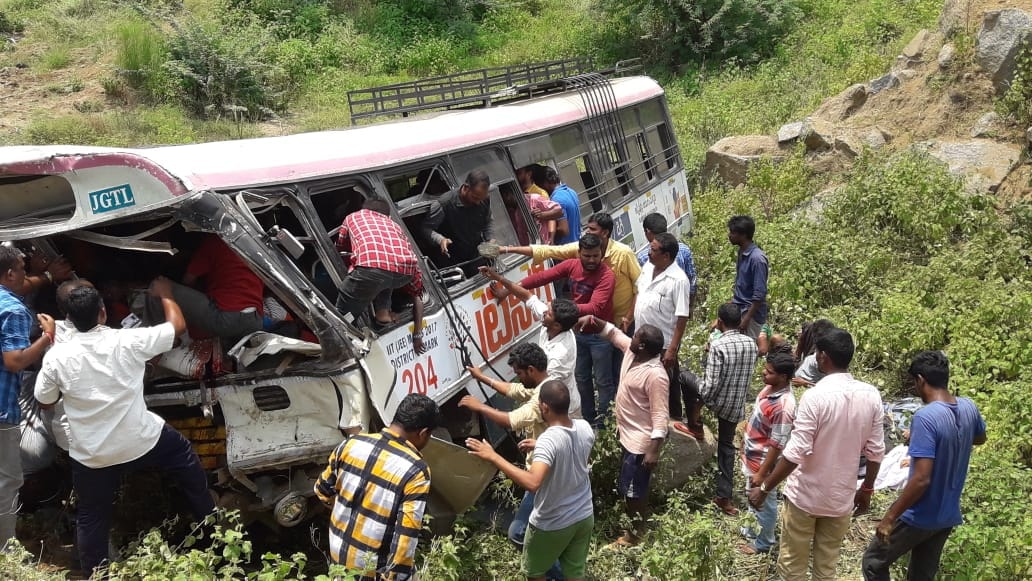 Telangana: 45 killed as bus falls into gorge