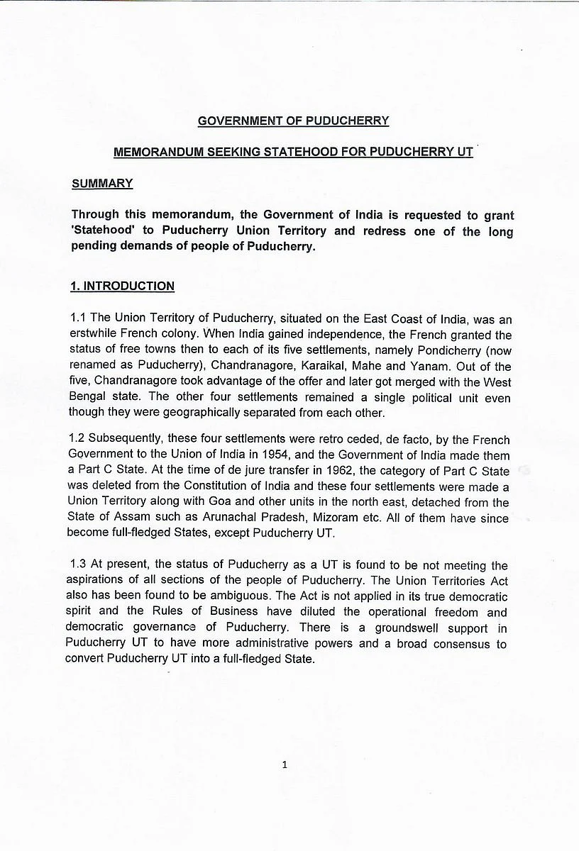 Congress, allies to protest in Delhi for Puducherry statehood