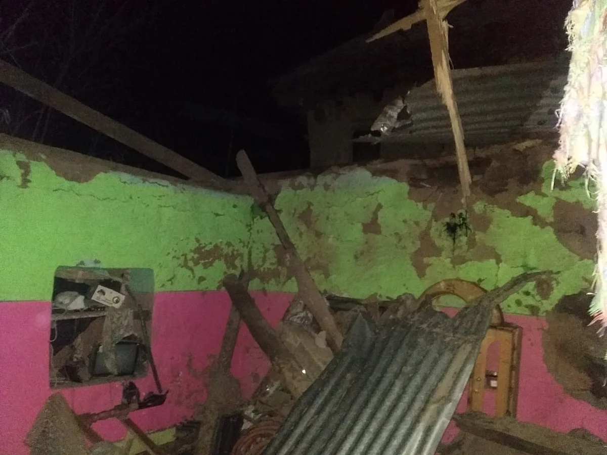 Damaged house of Rubeena Kounsar and Mohammad Younis.