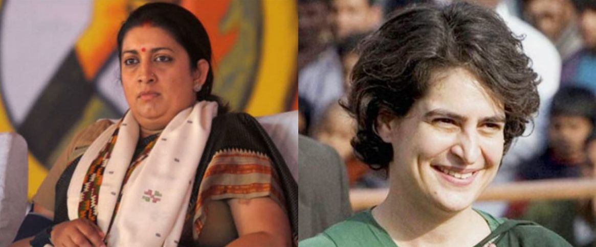 Priyanka Gandhi and Smriti Irani in Wayanad on Saturday