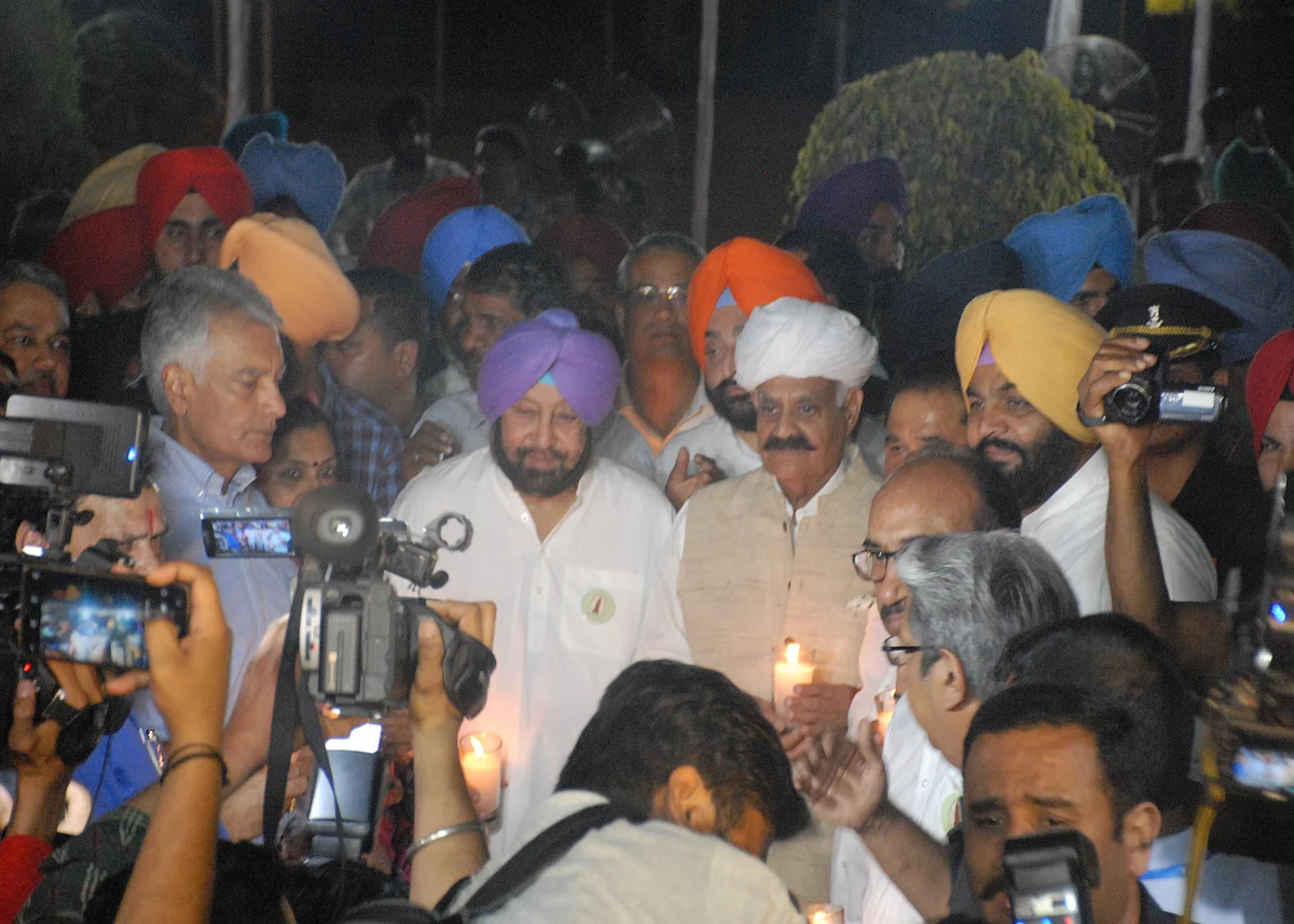 Punjab Chief Minister Capt Amarinder Singh joining the candle march (Photo by Pramod Pushkarna)