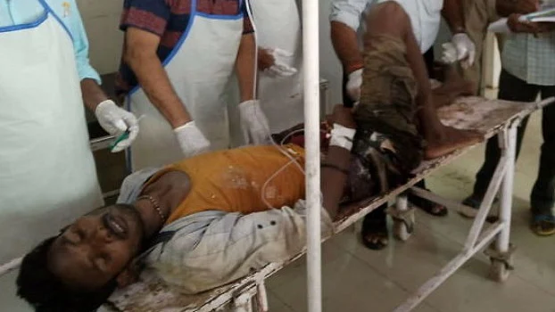 An injured person in the Sonbhadra shoot out.