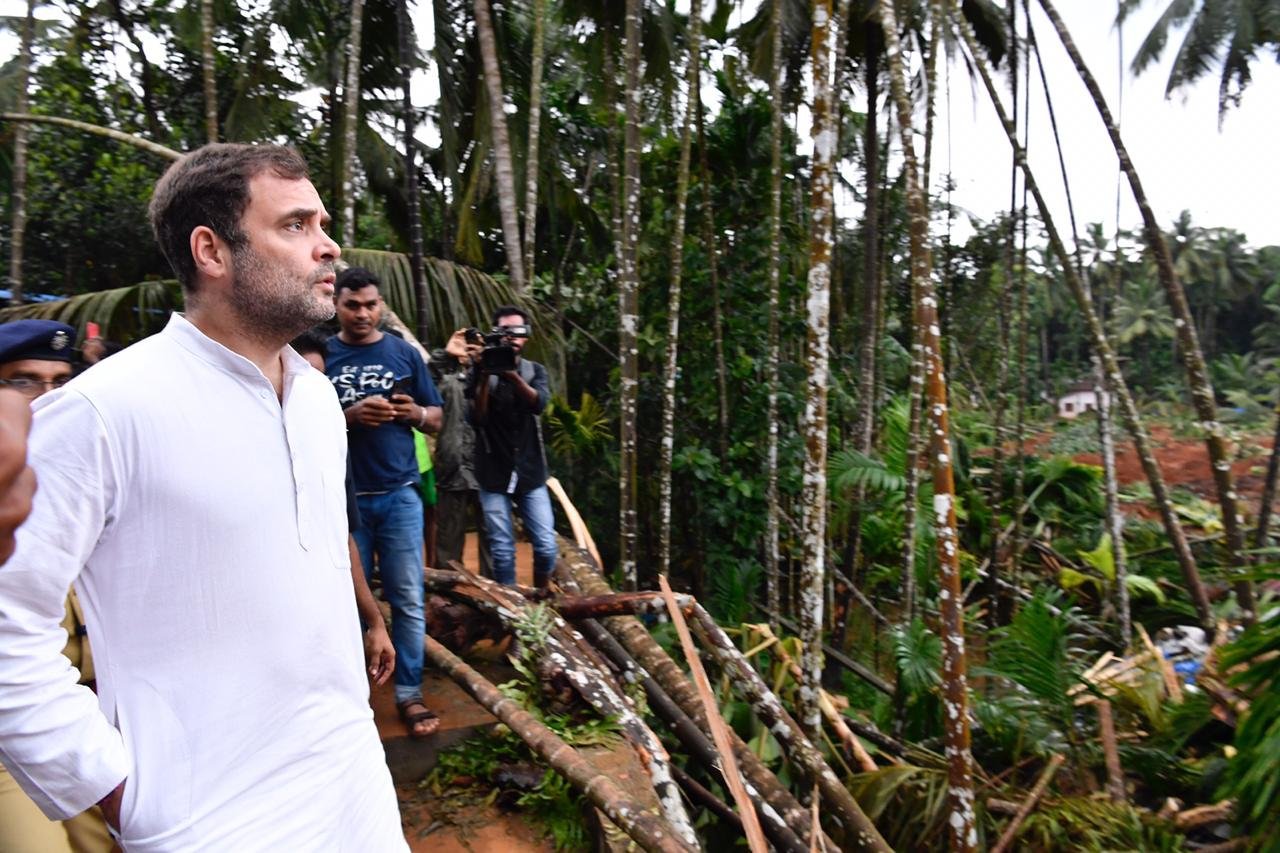 Rahul Gandhi visits Kavalapara in flood-hit Wayanad